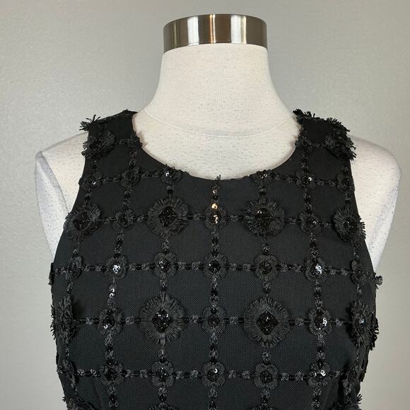 Alex Evenings Women's Cocktail Dress Size 8 Black Sequined Sleeveless Mid Sheath - Picture 7 of 14